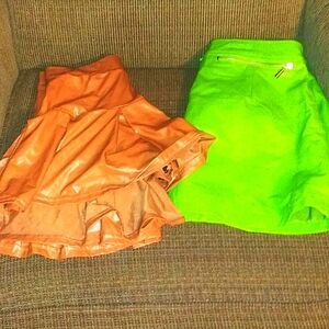 Lot Of 2 Womens Leather Mini Skirts One Small One Size 10